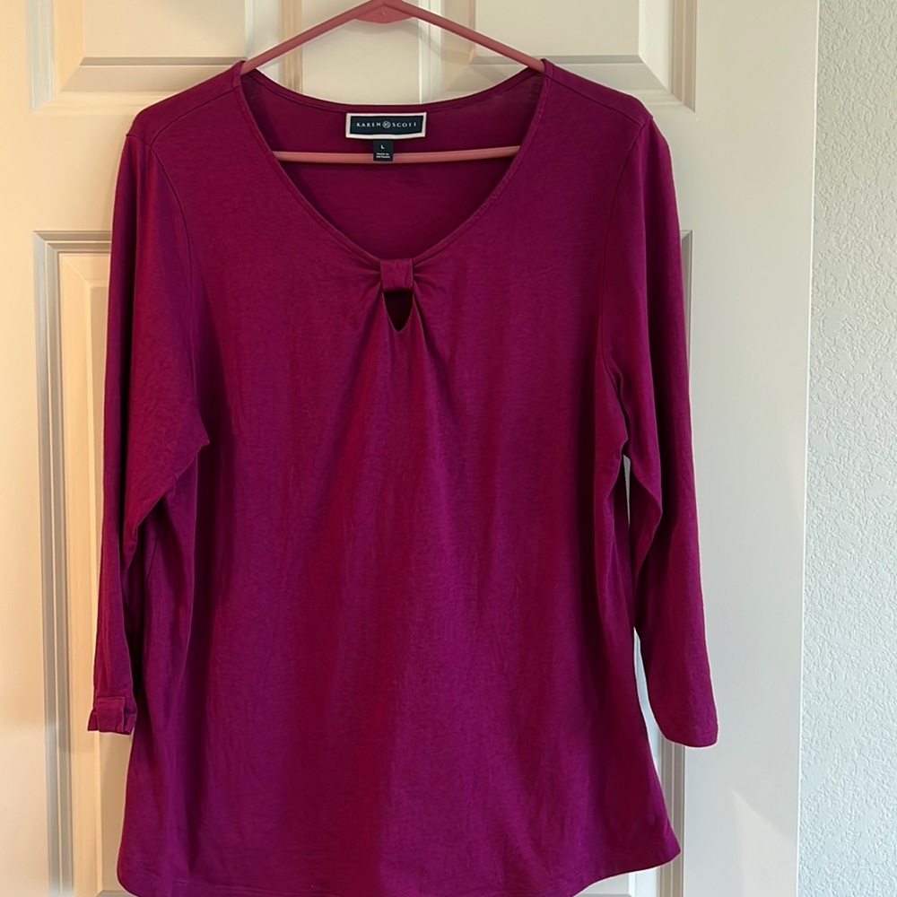 Karen Scott - mauve 3/4sleeve top.